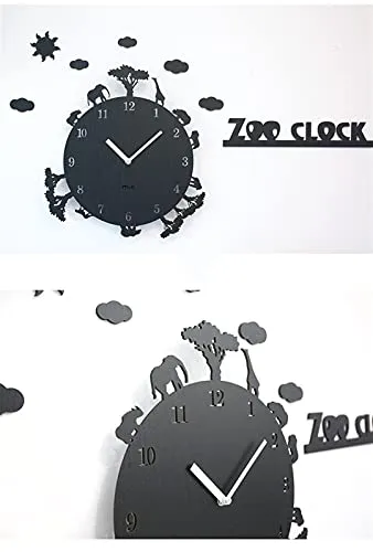 chaonong Wall Clock Northern Cartoon Creative Cartoon Animal Clock Bedroom Mute Wall Hanging Clock Living Room Modern Hanging Table (Color : A)