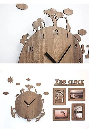 chaonong Wall Clock Northern Cartoon Creative Cartoon Animal Clock Bedroom Mute Wall Hanging Clock Living Room Modern Hanging Table (Color : A)