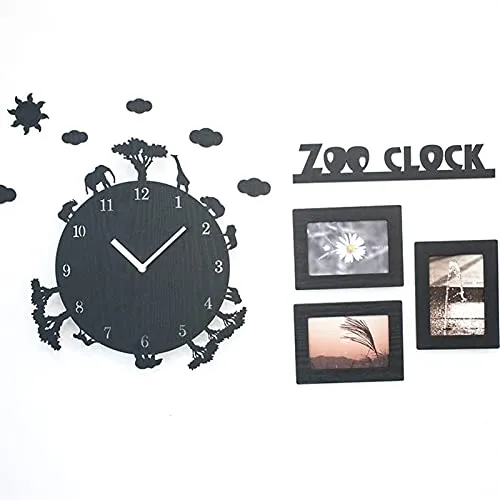 chaonong Wall Clock Northern Cartoon Creative Cartoon Animal Clock Bedroom Mute Wall Hanging Clock Living Room Modern Hanging Table (Color : A)