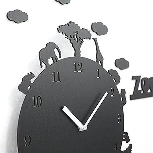 chaonong Wall Clock Northern Cartoon Creative Cartoon Animal Clock Bedroom Mute Wall Hanging Clock Living Room Modern Hanging Table (Color : A)