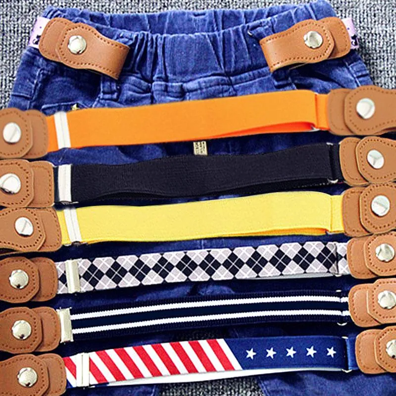 Children Kids Anti Deduction Belts Jeans Waistband Stretch Waist Belt Buckle Free Elastic