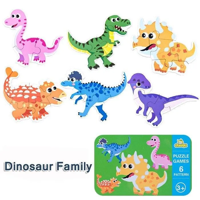 Children's  Wooden Puzzle Baby Early Educational Toys Cartoon Animal Traffic Wood Jigsaw Puzzles of The Six-in-One Toy