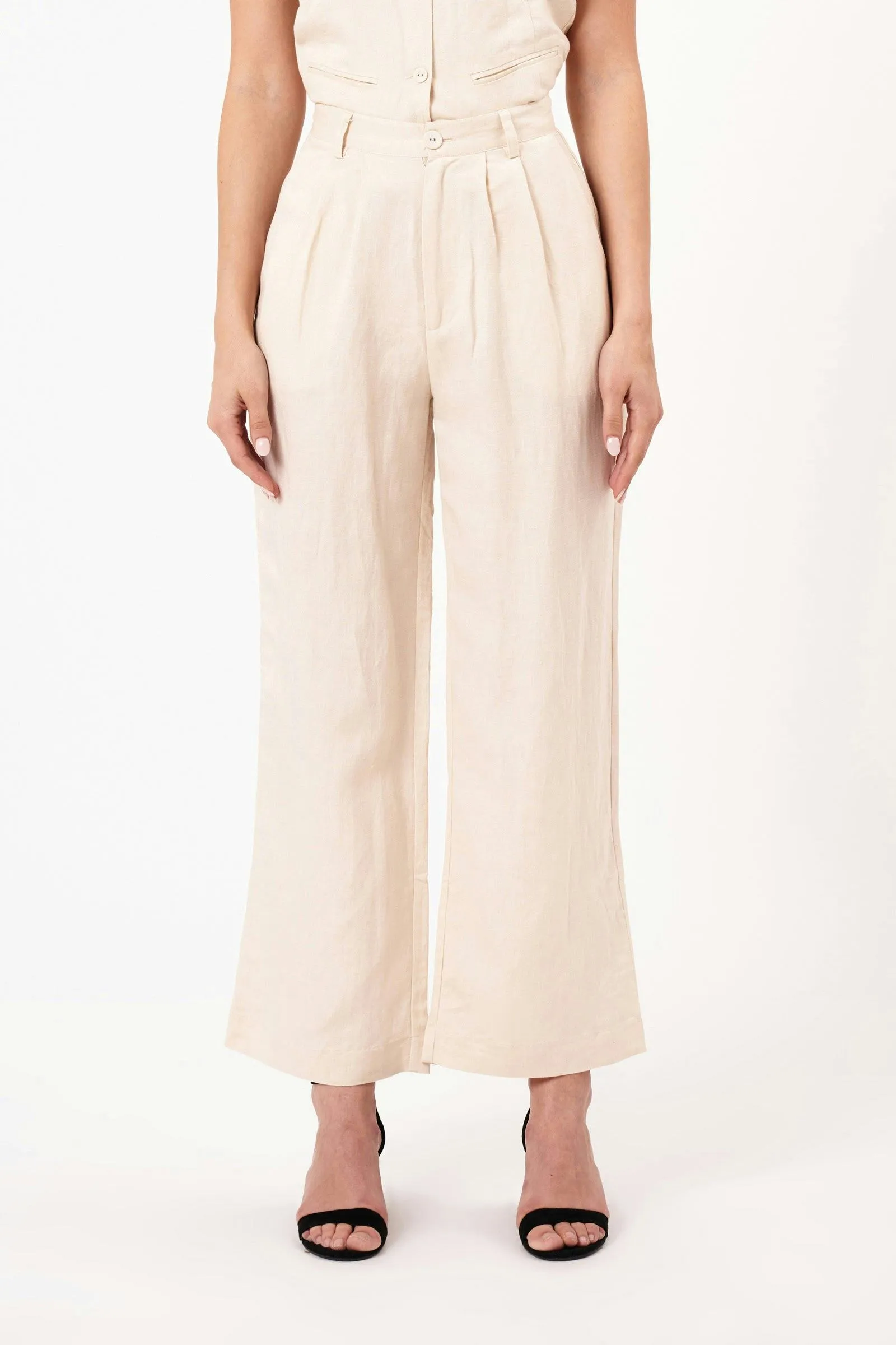 Chloe Pleat Pant - Biscuit