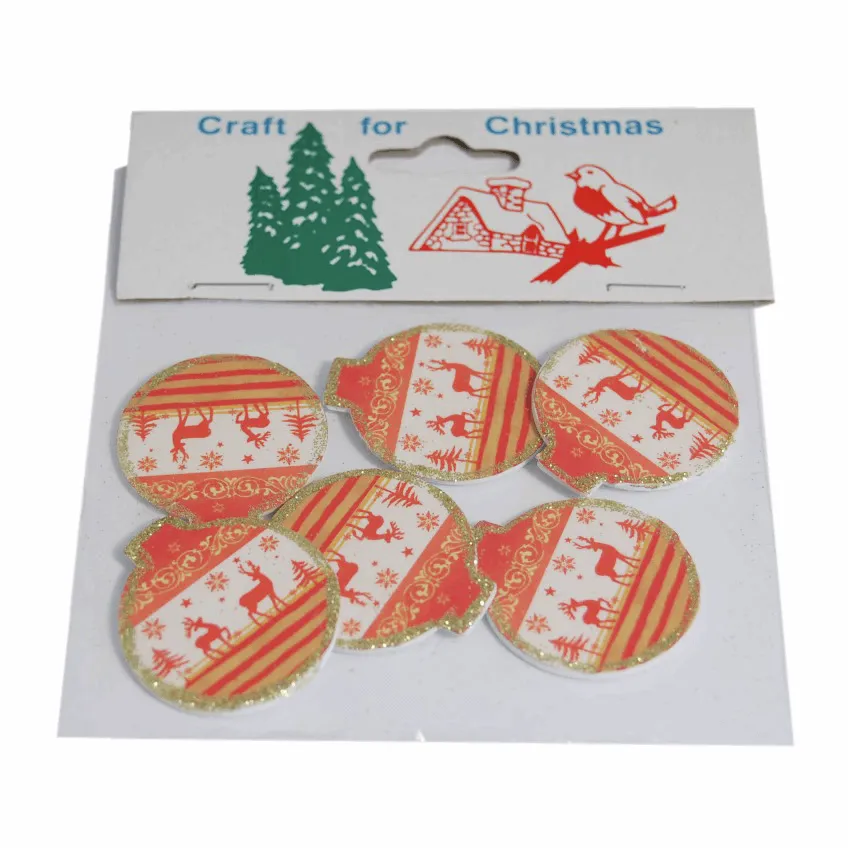 Christmas Craft Glittered Embellishments - Stick On Motifs BAUBLES