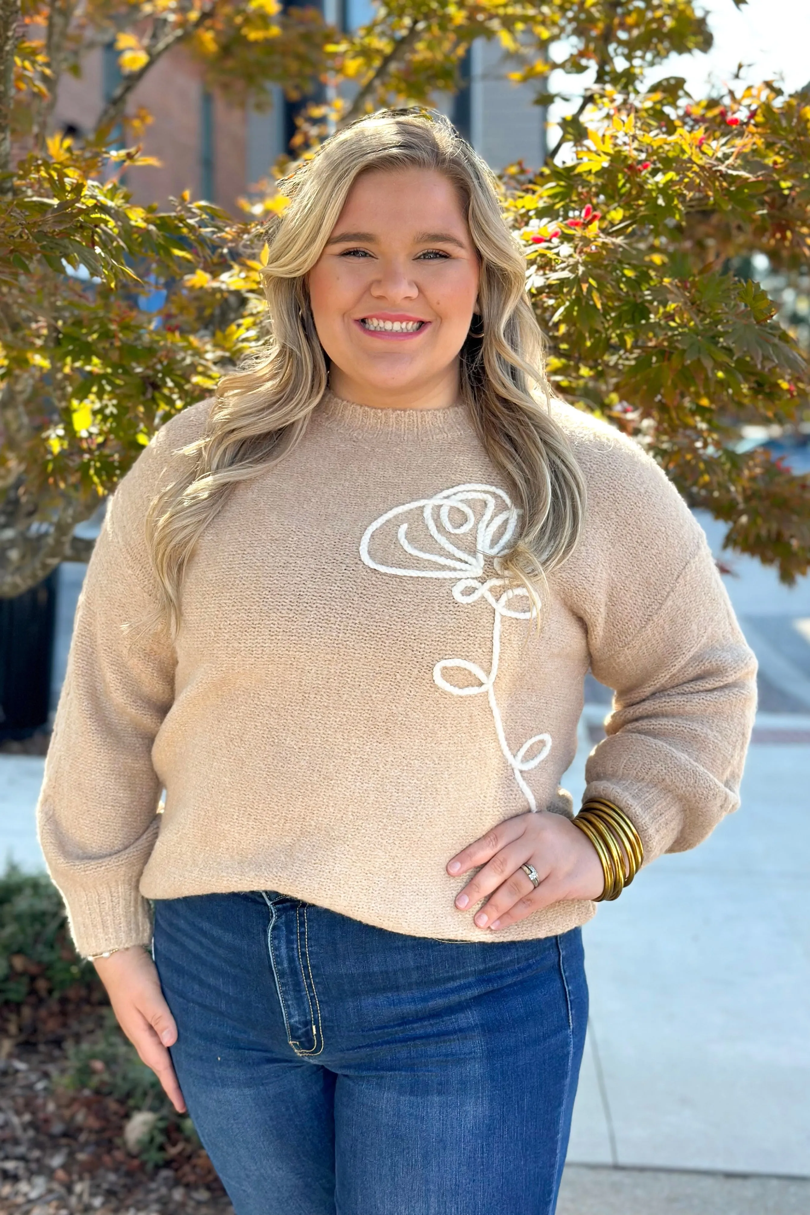 Coco Embroidered Flower Sweater