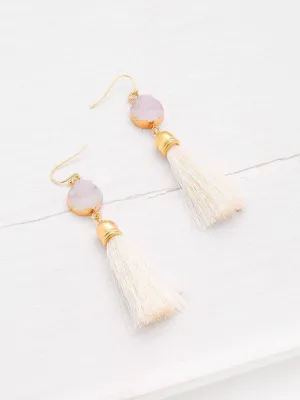 Crystal Detail Tassel Drop Earrings