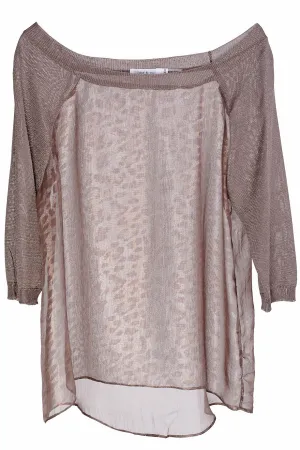 CYBELE Taupe Leopard Sheer Blouse