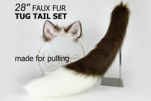 dark brown white puppy ear and tail set Shepherd dog ear and tail plug set Shiba Inu dog ear and tail set cosplay petplay puppy play mature