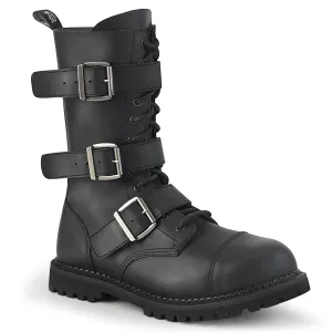 Demonia RIOT-12BK | Black Vegan Leather Combat Boots