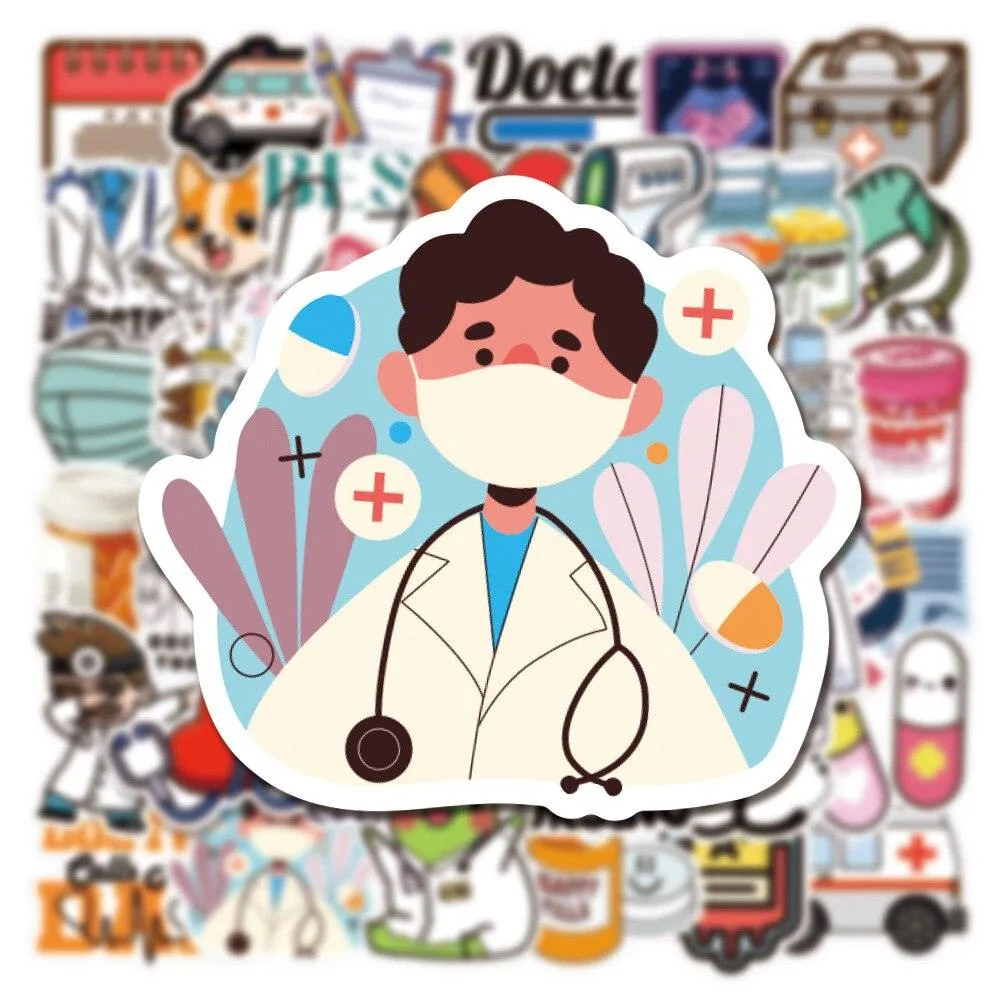 Doctor Nurse Cute Cartoon Stickers Decoration DIY Laptop Suitcase Phone Notebook Guitar Car Graffiti Sticker Decals