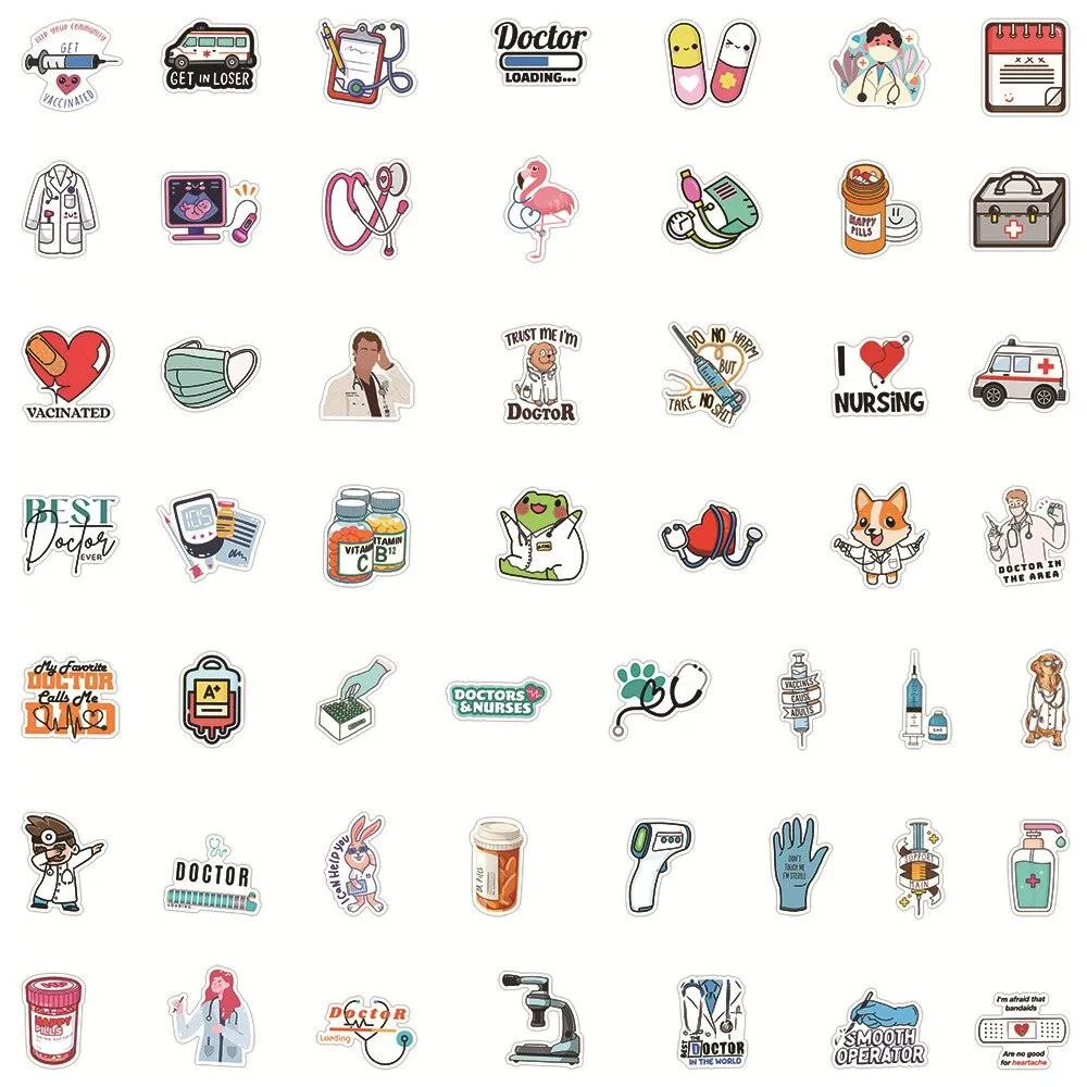 Doctor Nurse Cute Cartoon Stickers Decoration DIY Laptop Suitcase Phone Notebook Guitar Car Graffiti Sticker Decals