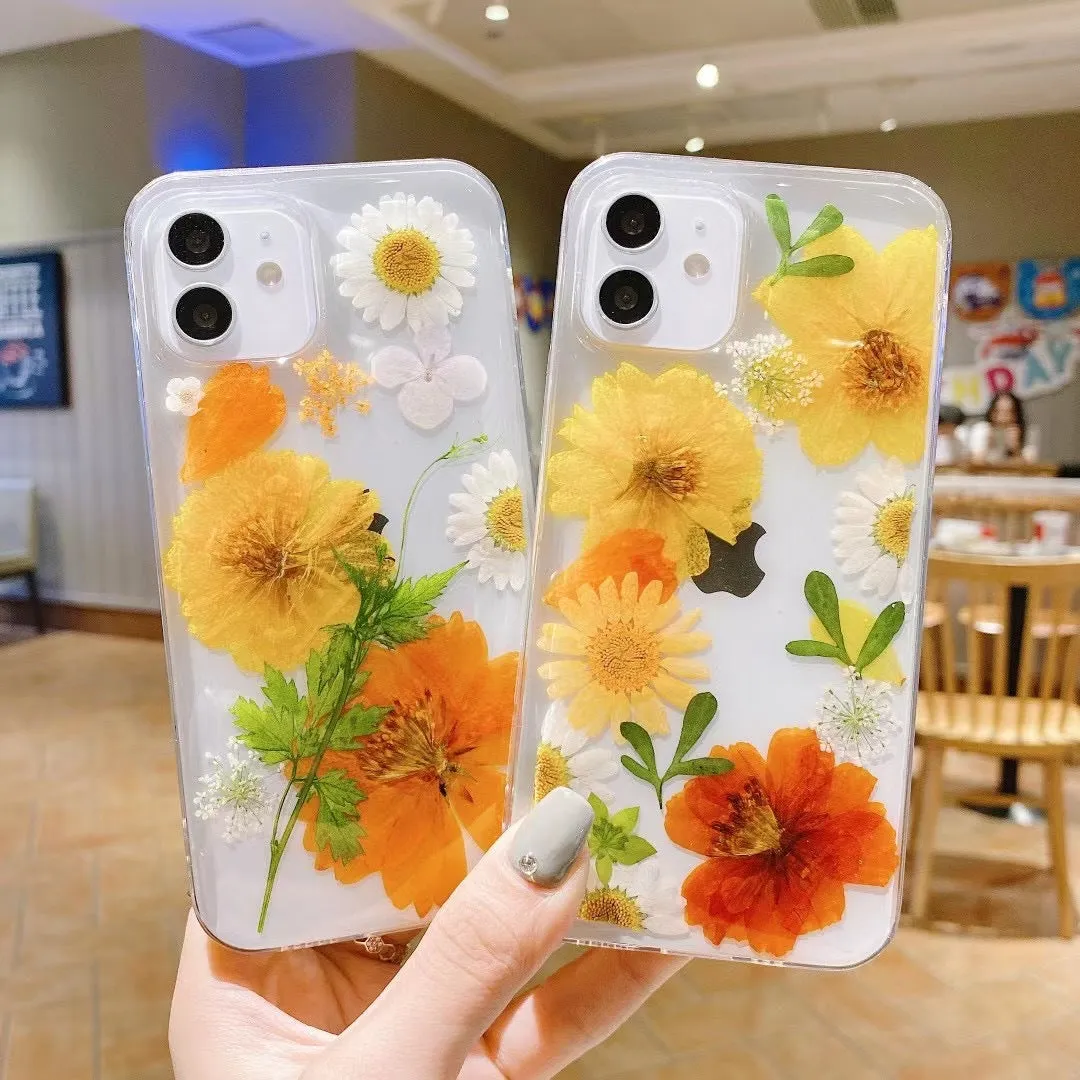 Epoxy Glitter Dried Flower Real Flower Small Floral Phone Case Applicable Ip Cover