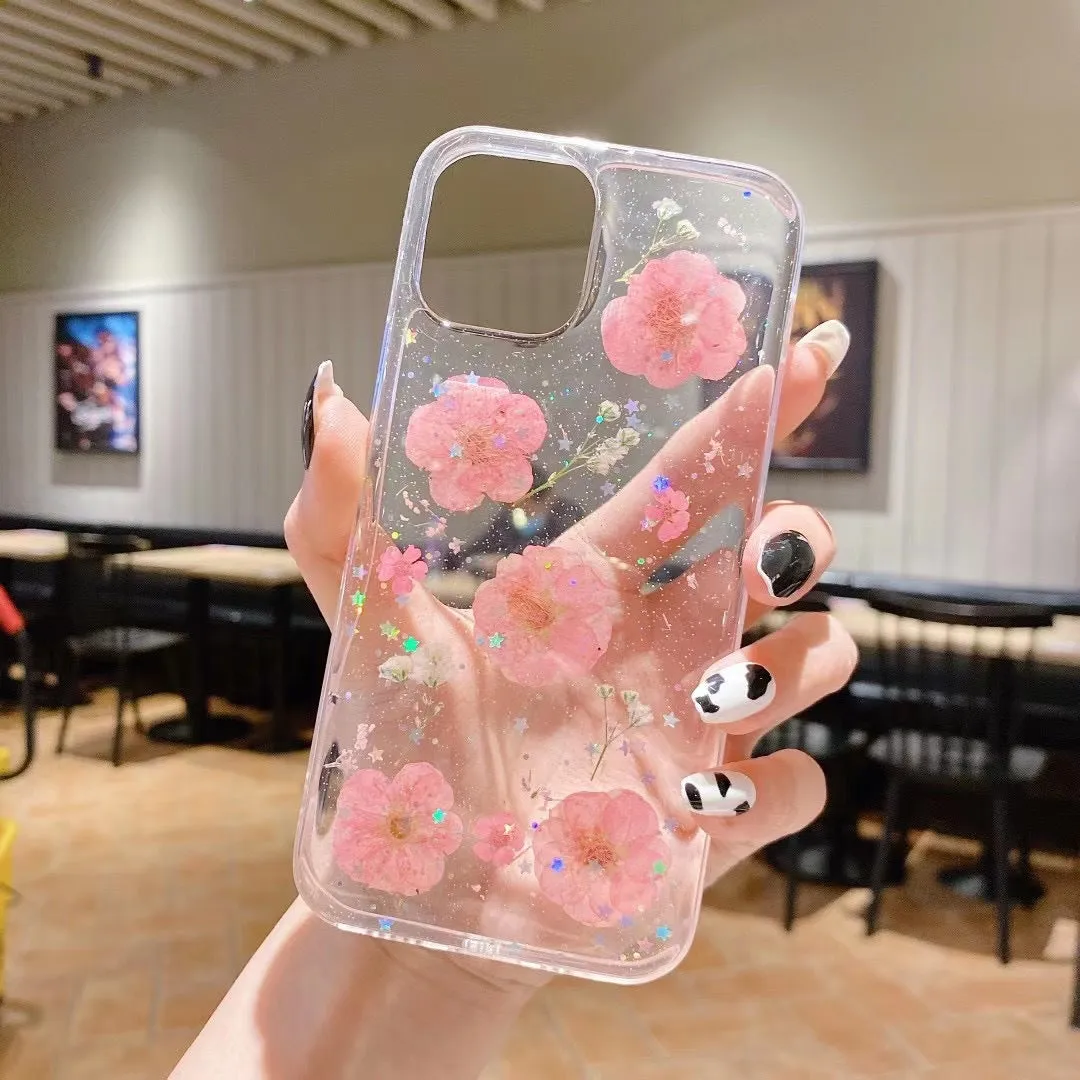 Epoxy Glitter Dried Flower Real Flower Small Floral Phone Case Applicable Ip Cover