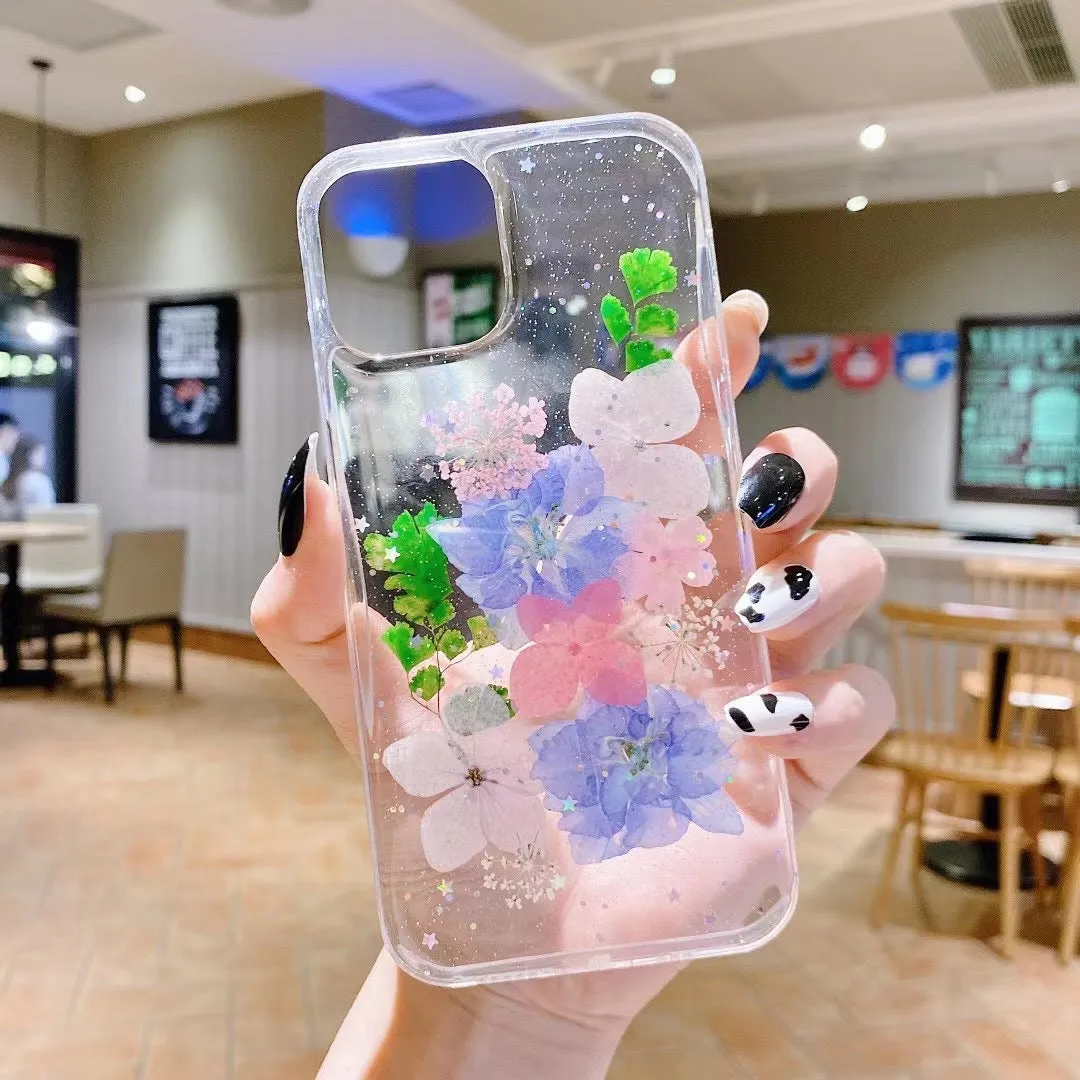 Epoxy Glitter Dried Flower Real Flower Small Floral Phone Case Applicable Ip Cover