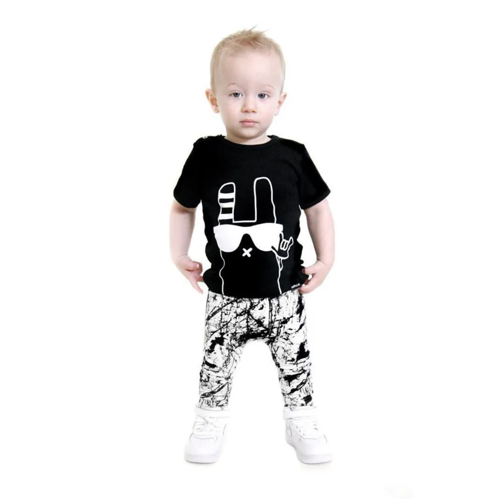 Fashion Black Cartoon Printed Clothes