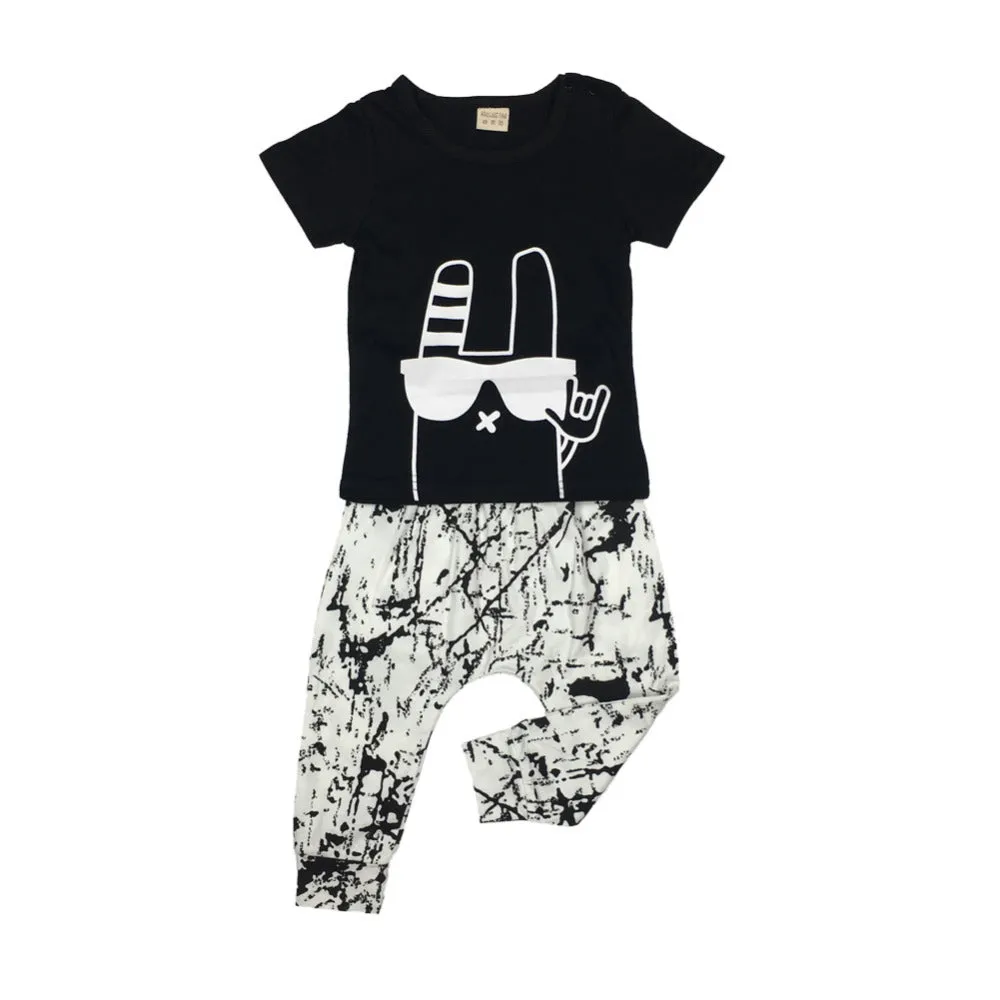 Fashion Black Cartoon Printed Clothes