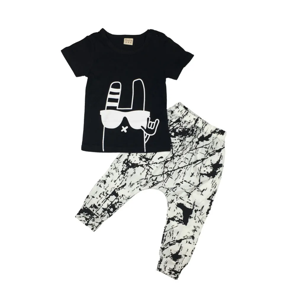 Fashion Black Cartoon Printed Clothes