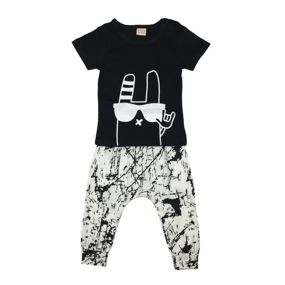 Fashion Black Cartoon Printed Clothes