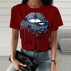 Fashion  spring and summer lip printing short-sleeved T-shirt