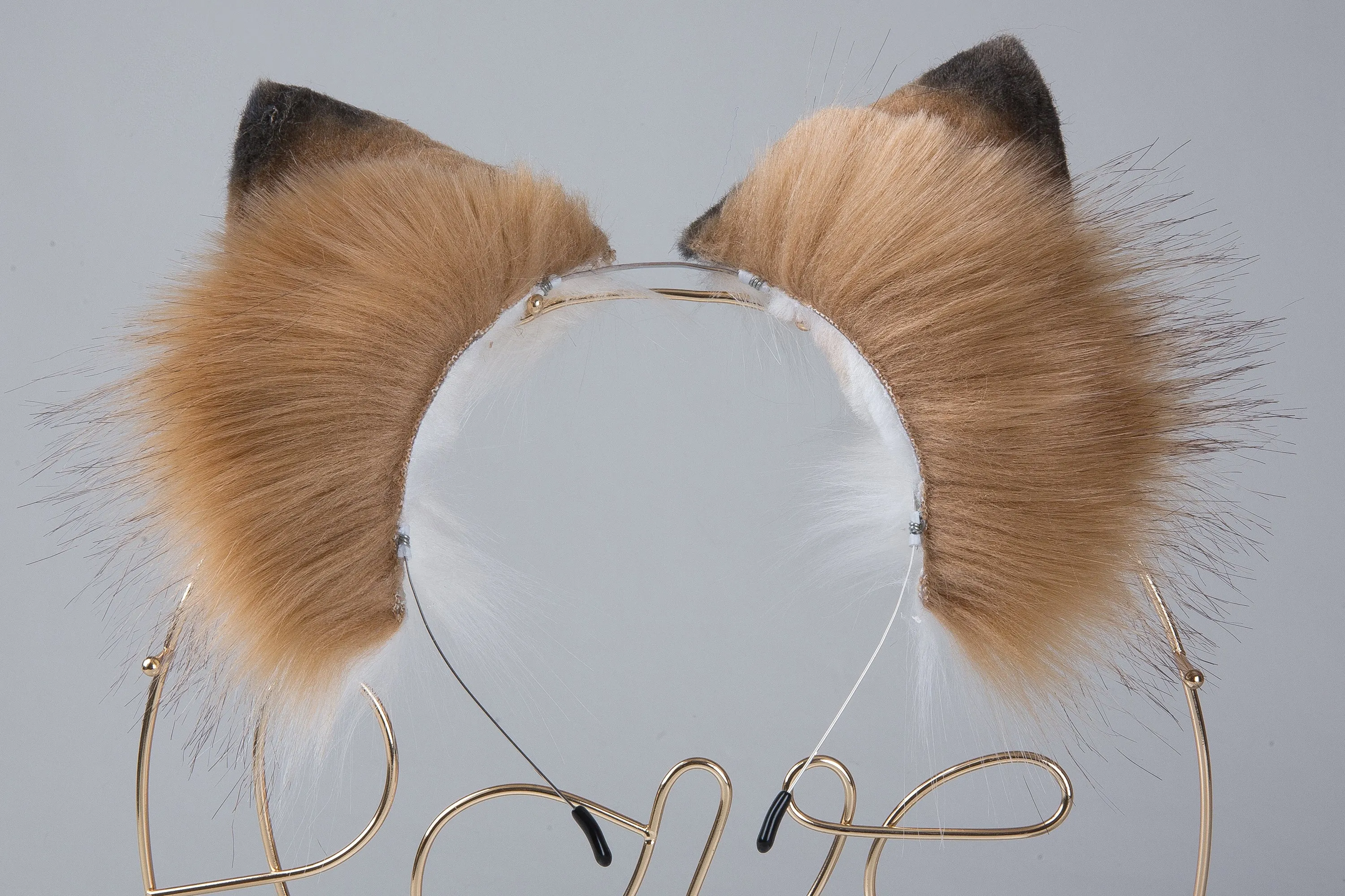 faux fur fox ear neko ear cat ear headband wolf ear kitten play ear petplay ear kittenplay ear animal ear neko cosplay anime ear brown white