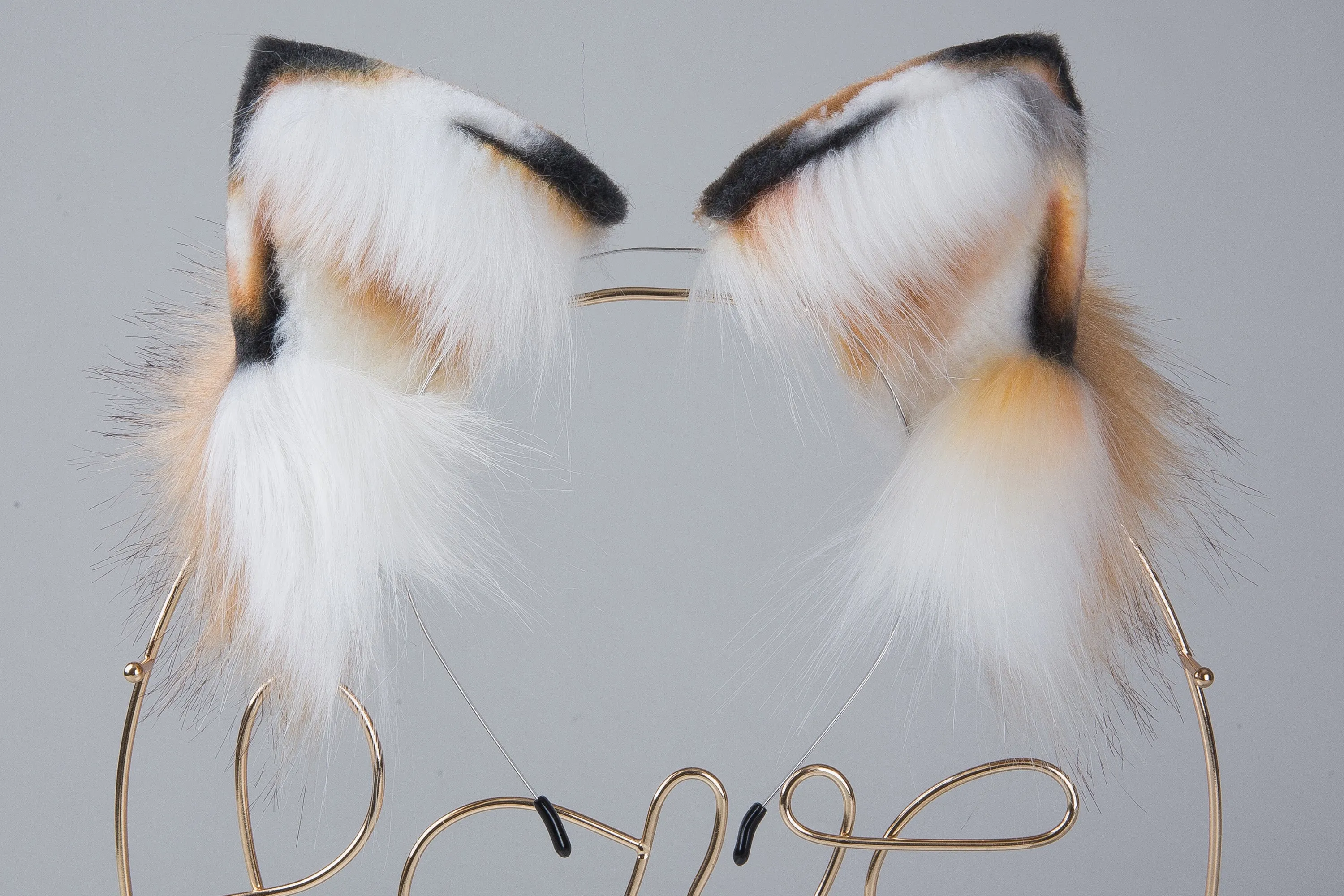 faux fur fox ear neko ear cat ear headband wolf ear kitten play ear petplay ear kittenplay ear animal ear neko cosplay anime ear brown white