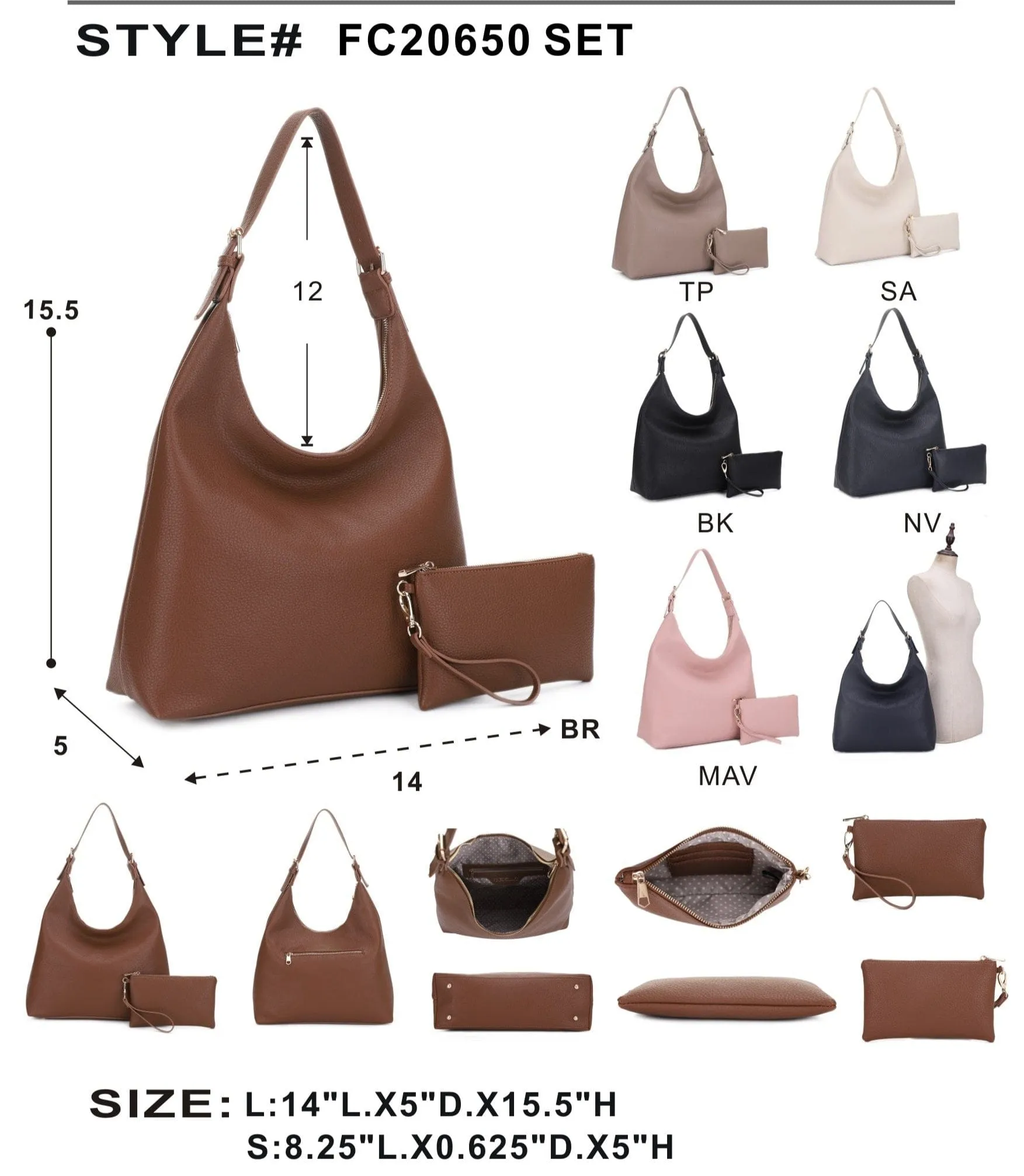 FC20650 Triangular 2 in 1 Hobo Bag Set