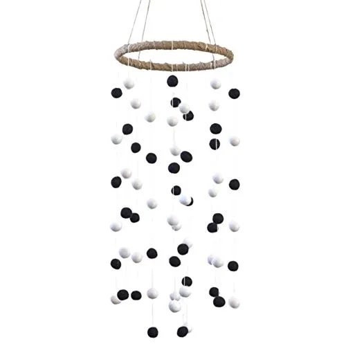 Felt Ball Nursery Mobile- Black & White- LARGE