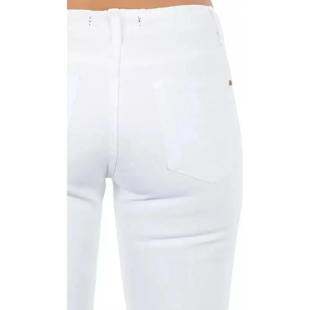 Frankie Morello White Cotton Women Jeans