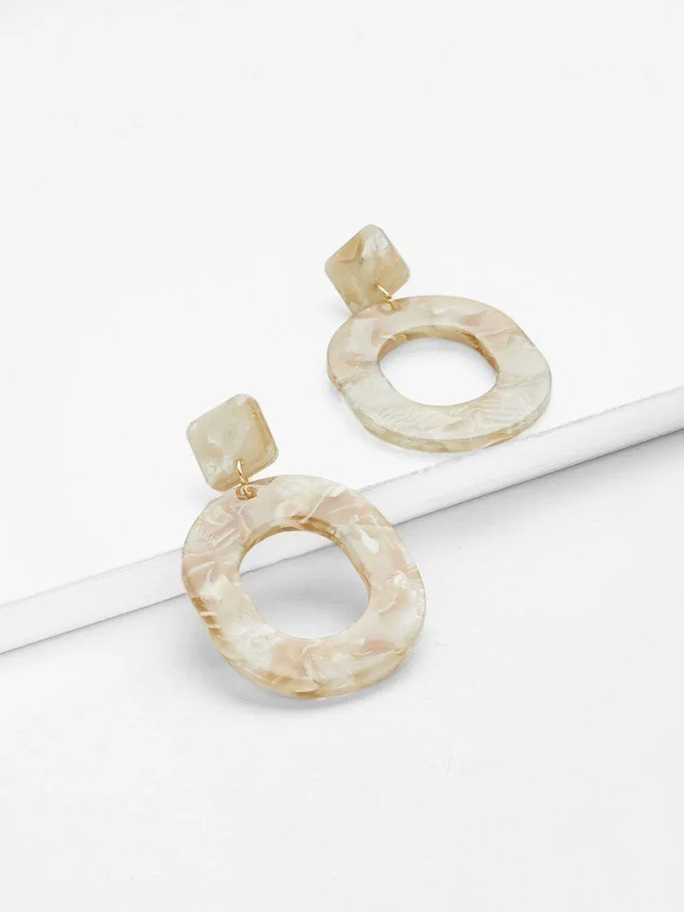 Geometric Design Stone Earrings