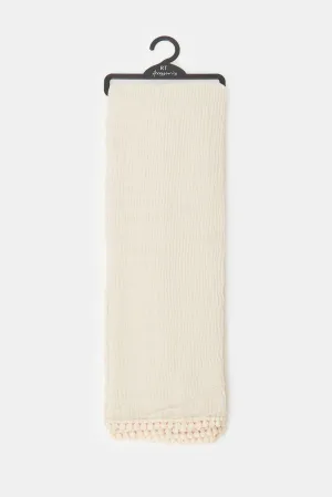 Girls Beige Solid Scarf