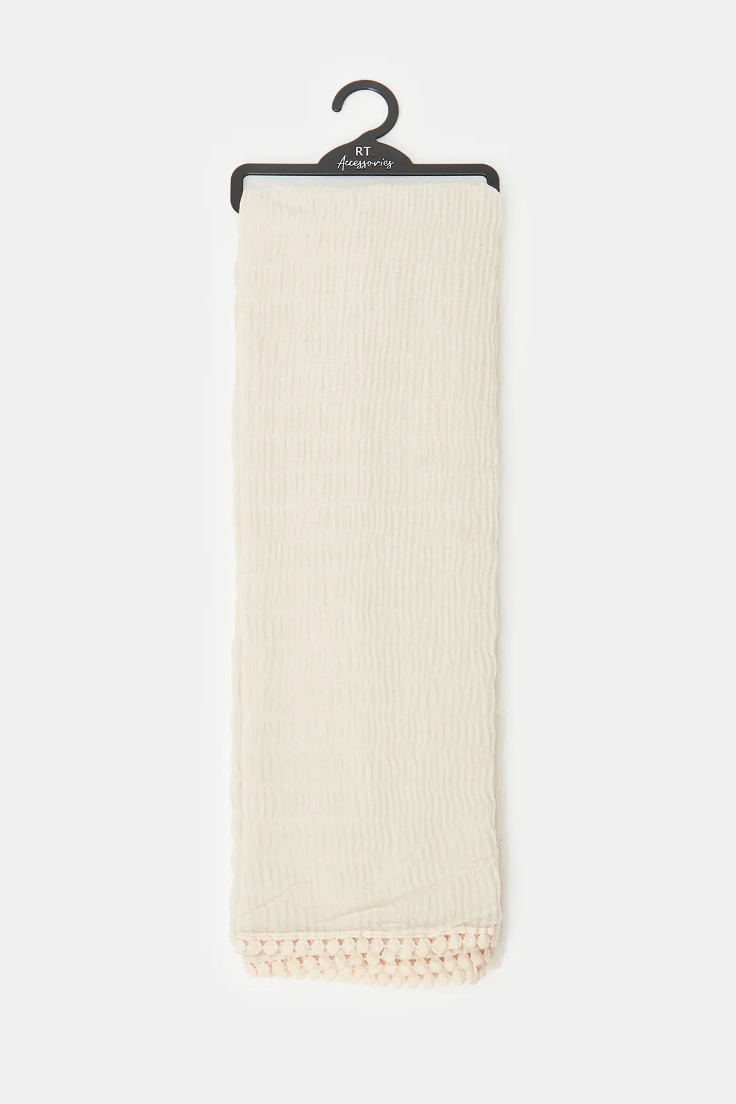 Girls Beige Solid Scarf