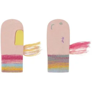 Girls Pink Unicorn Knitted Mittens