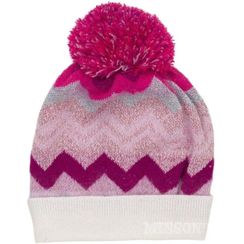 Girls Pink Zig Zag Knitted Hat