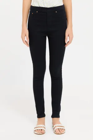 Girls Senior Black Basic Jeggings