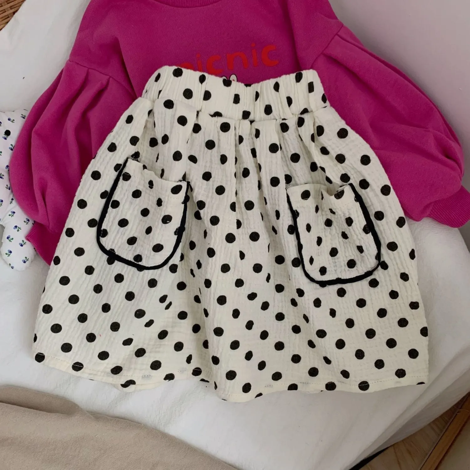 Girls' Sweater Skirt Suit 22 Spring New Shell Top Pants Skirt