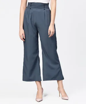 Grey Ankle Length Straight Trouser