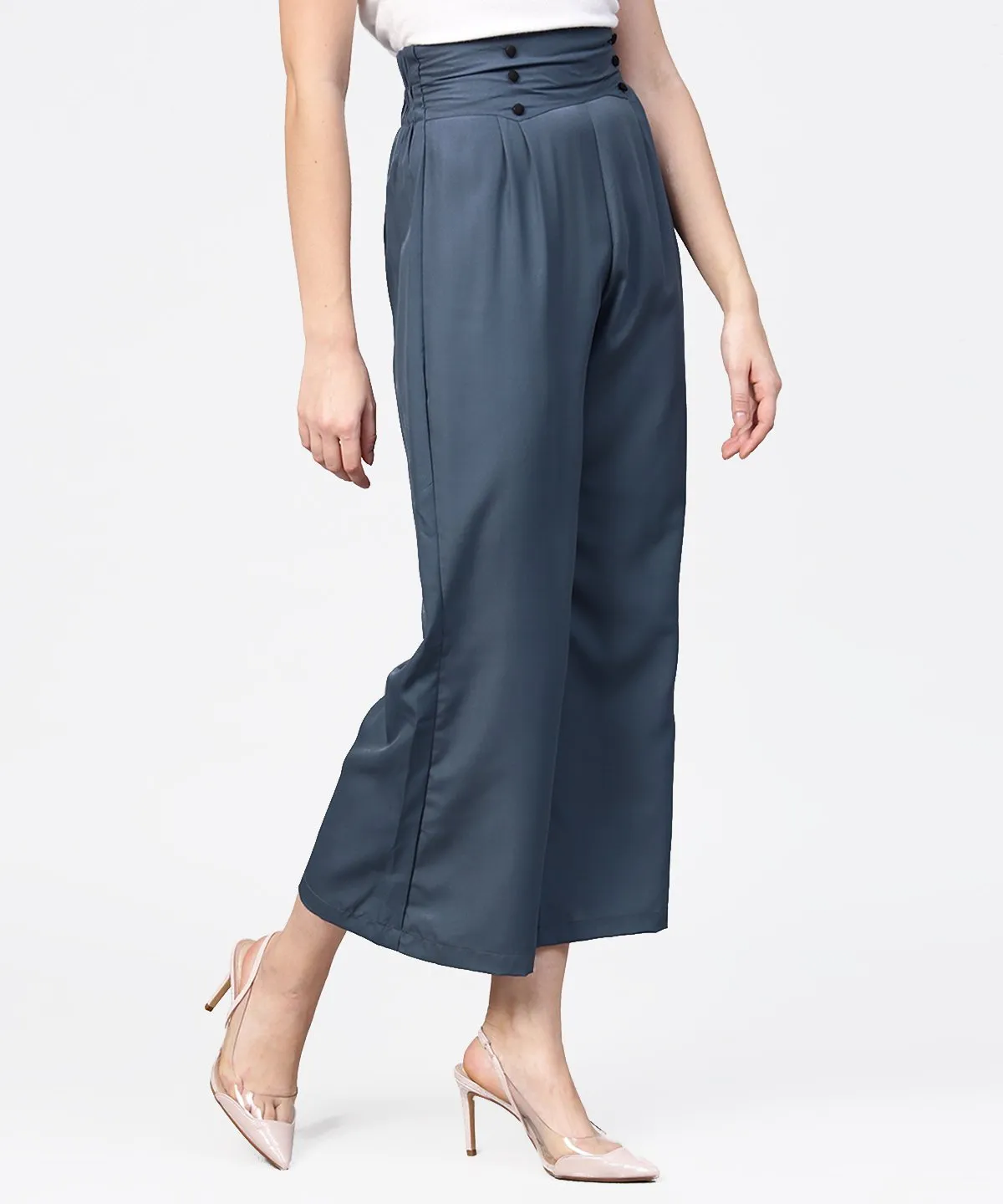 Grey Ankle Length Straight Trouser