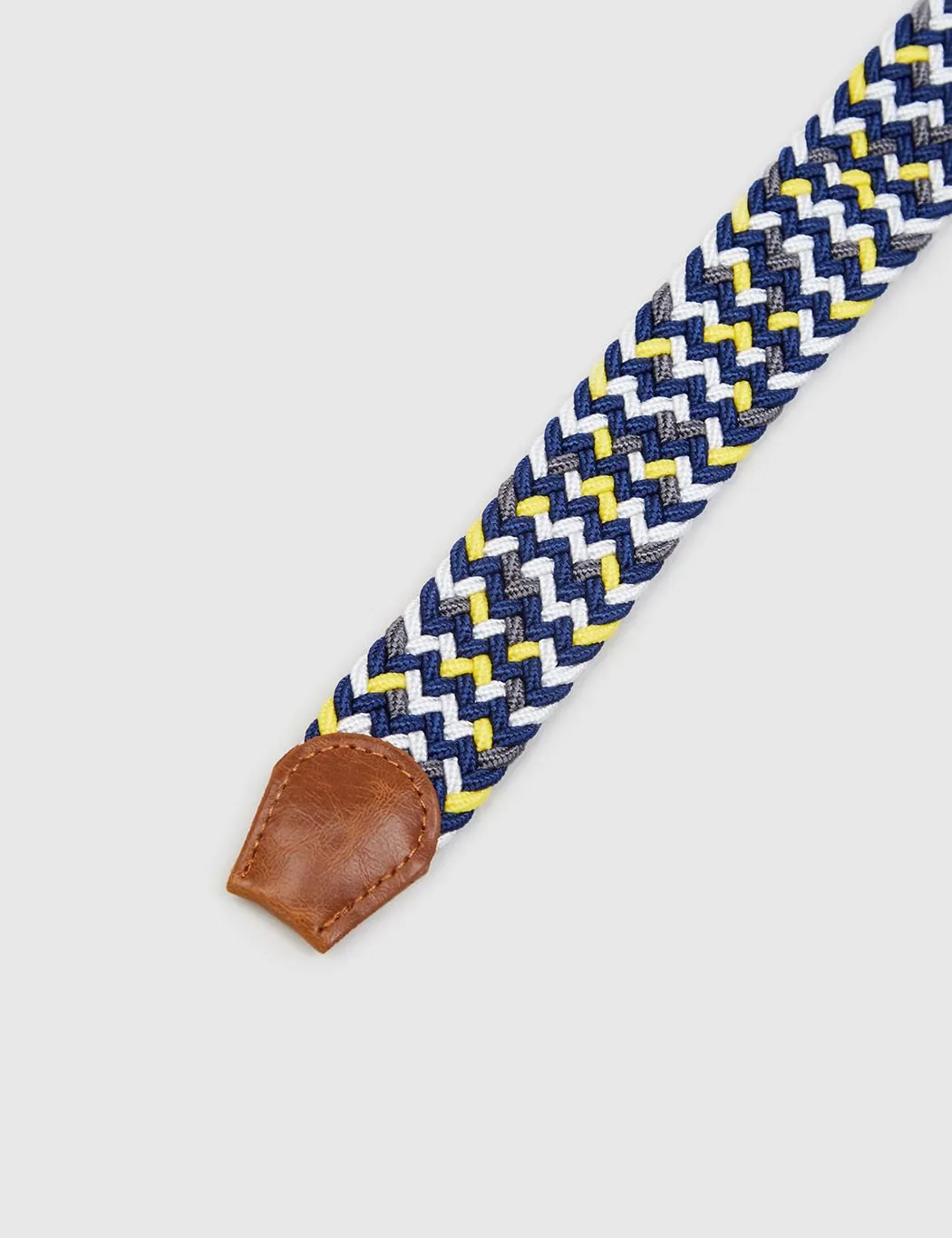 Hone Woven Plait Belt - Blue/Yellow