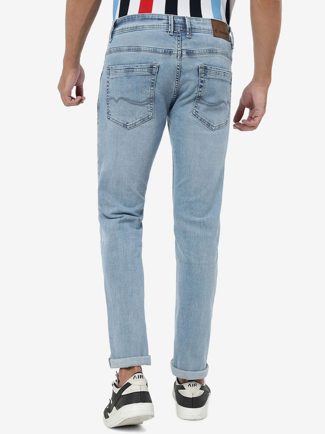 Ice Blue Solid Narrow Jeans | Greenfibre