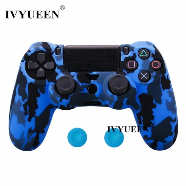 IVYUEEN 44 Colors Silicone Camo Protective Skin Case For Sony Dualshock 4 PS4 DS4 Pro Slim Controller Thumb Grips Joystick Caps