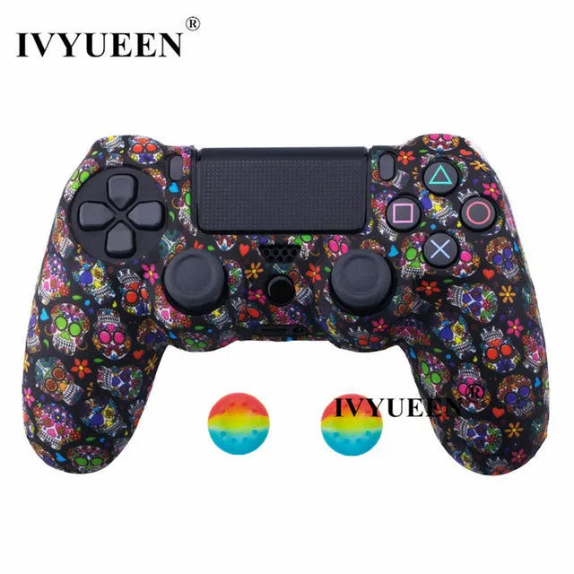 IVYUEEN 44 Colors Silicone Camo Protective Skin Case For Sony Dualshock 4 PS4 DS4 Pro Slim Controller Thumb Grips Joystick Caps