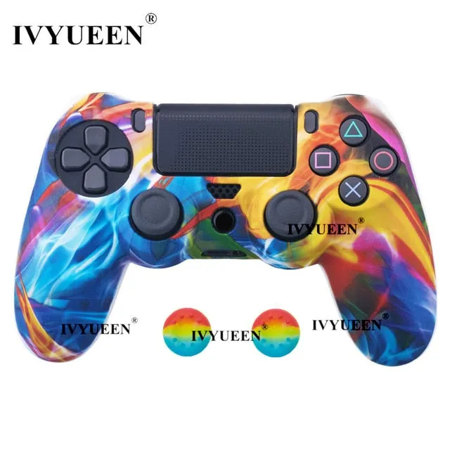 IVYUEEN 44 Colors Silicone Camo Protective Skin Case For Sony Dualshock 4 PS4 DS4 Pro Slim Controller Thumb Grips Joystick Caps