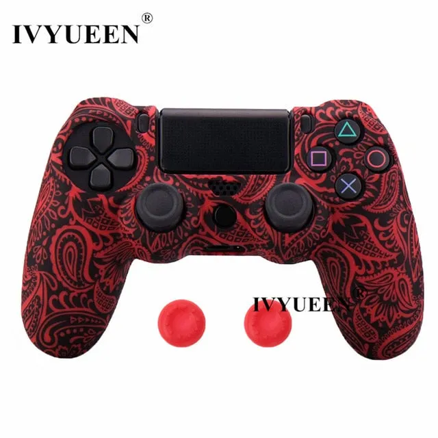 IVYUEEN 44 Colors Silicone Camo Protective Skin Case For Sony Dualshock 4 PS4 DS4 Pro Slim Controller Thumb Grips Joystick Caps