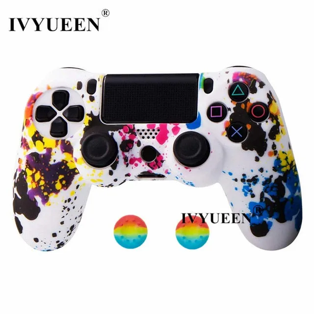 IVYUEEN 44 Colors Silicone Camo Protective Skin Case For Sony Dualshock 4 PS4 DS4 Pro Slim Controller Thumb Grips Joystick Caps