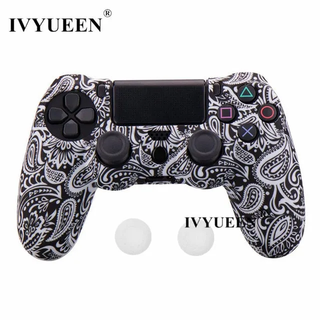 IVYUEEN 44 Colors Silicone Camo Protective Skin Case For Sony Dualshock 4 PS4 DS4 Pro Slim Controller Thumb Grips Joystick Caps