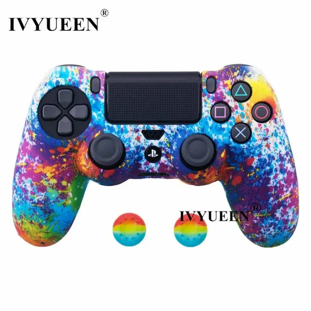 IVYUEEN 44 Colors Silicone Camo Protective Skin Case For Sony Dualshock 4 PS4 DS4 Pro Slim Controller Thumb Grips Joystick Caps