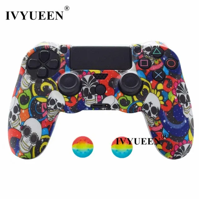 IVYUEEN 44 Colors Silicone Camo Protective Skin Case For Sony Dualshock 4 PS4 DS4 Pro Slim Controller Thumb Grips Joystick Caps