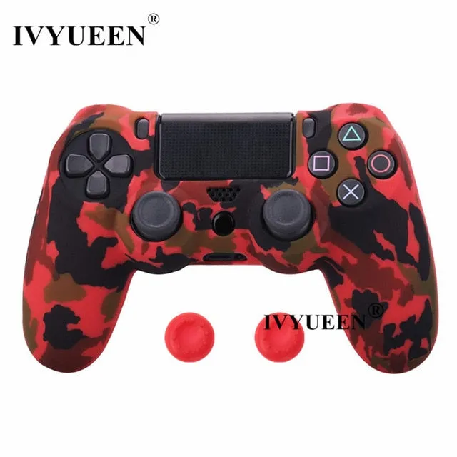 IVYUEEN 44 Colors Silicone Camo Protective Skin Case For Sony Dualshock 4 PS4 DS4 Pro Slim Controller Thumb Grips Joystick Caps