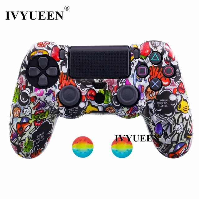 IVYUEEN 44 Colors Silicone Camo Protective Skin Case For Sony Dualshock 4 PS4 DS4 Pro Slim Controller Thumb Grips Joystick Caps