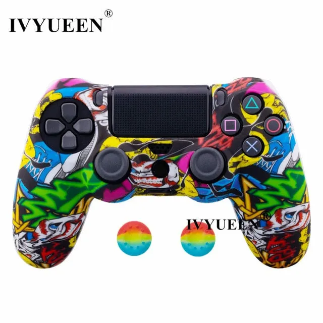 IVYUEEN 44 Colors Silicone Camo Protective Skin Case For Sony Dualshock 4 PS4 DS4 Pro Slim Controller Thumb Grips Joystick Caps